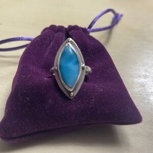 Elegant Silver and Turquoise Women's Ring Sz 8